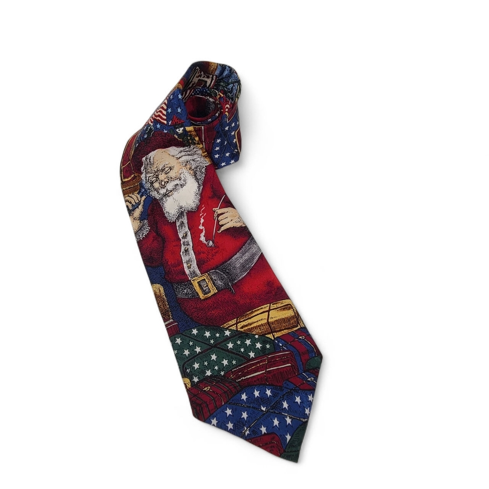 MAX RAAB Tango Americana Series Christmas Santa Tie Silk Vintage NWT